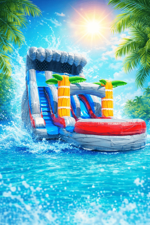 18ft Palm Plummet Dual Lane Waterslide