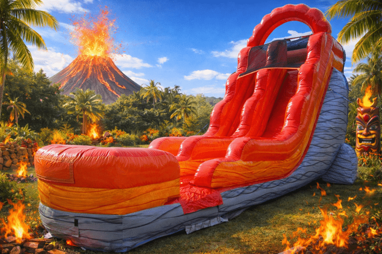 18ft Fire Red Single Lane Waterslide